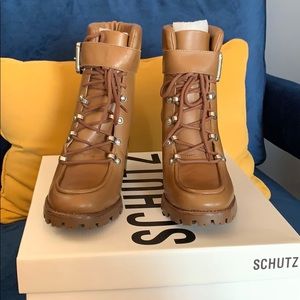 Brown leather Schutz booties. Size 8